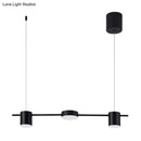 GobekUsa Modern Drum Aluminum Island Pendant Ceiling Light Fixture in Black/Gold with Warm/White Lighting, 3/5-Head Design
