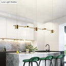 GobekUsa Modern Drum Aluminum Island Pendant Ceiling Light Fixture in Black/Gold with Warm/White Lighting, 3/5-Head Design
