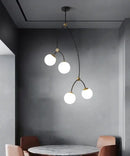 GobekUsa Molecular Suspension Island Light: Minimalist Black-Gold Metal Design with Ball Glass Shade