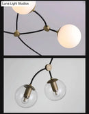 GobekUsa Molecular Suspension Island Light: Minimalist Black-Gold Metal Design with Ball Glass Shade