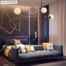 GobekUsa Molecular Suspension Island Light: Minimalist Black-Gold Metal Design with Ball Glass Shade