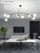 GobekUsa Molecular Suspension Island Light: Minimalist Black-Gold Metal Design with Ball Glass Shade