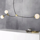 GobekUsa Molecular Suspension Island Light: Minimalist Black-Gold Metal Design with Ball Glass Shade