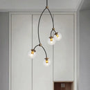 GobekUsa Molecular Suspension Island Light: Minimalist Black-Gold Metal Design with Ball Glass Shade