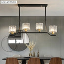 GobekUsa Modern Island Pendant Light with Black Clear Crystal Cylinder - 3/4 Lights for Indoor