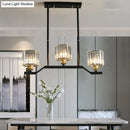 GobekUsa Modern Island Pendant Light with Black Clear Crystal Cylinder - 3/4 Lights for Indoor