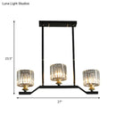 GobekUsa Modern Island Pendant Light with Black Clear Crystal Cylinder - 3/4 Lights for Indoor