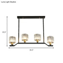GobekUsa Modern Island Pendant Light with Black Clear Crystal Cylinder - 3/4 Lights for Indoor