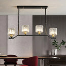 GobekUsa Modern Island Pendant Light with Black Clear Crystal Cylinder - 3/4 Lights for Indoor
