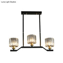 GobekUsa Modern Island Pendant Light with Black Clear Crystal Cylinder - 3/4 Lights for Indoor