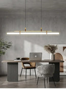 GobekUsa Eden Modern Black Gold Leather Tube LED Pendant Chandelier