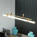 GobekUsa Eden Modern Black Gold Leather Tube LED Pendant Chandelier
