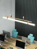 GobekUsa Eden Modern Black Gold Leather Tube LED Pendant Chandelier
