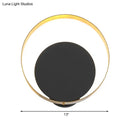 GobekUsa Minimal Acrylic LED Bedroom Sconce: Circular Wall Mount Light in Black with Pull Chain