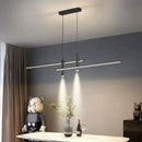 GobekUsa Black/Gold LED Dining Room Island Chandelier: Modern Minimalist Kitchen Hanging Lamp