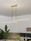 GobekUsa Black/Gold LED Dining Room Island Chandelier: Modern Minimalist Kitchen Hanging Lamp