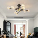 GobekUsa Black & Gold LED Chandelier: Modern E27 Glass Ball Lamp for Home Lighting