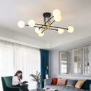 GobekUsa Black & Gold LED Chandelier: Modern E27 Glass Ball Lamp for Home Lighting
