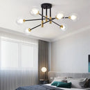 GobekUsa Black & Gold LED Chandelier: Modern E27 Glass Ball Lamp for Home Lighting