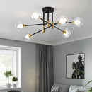 GobekUsa Black & Gold LED Chandelier: Modern E27 Glass Ball Lamp for Home Lighting