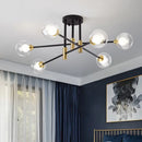 GobekUsa Black & Gold LED Chandelier: Modern E27 Glass Ball Lamp for Home Lighting