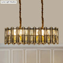 GobekUsa Modern Black-Gold Crystal Inlaid Pendant Light - 8-Light, Oblong Shape - Ideal for Island Hanging