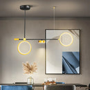 GobekUsa Modern Black-Gold LED Pendant Light for Island, Metal, Round Shape - Warm/White Illumination