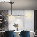 GobekUsa Modern Black-Gold LED Pendant Light for Island, Metal, Round Shape - Warm/White Illumination