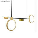 GobekUsa Modern Black-Gold LED Pendant Light for Island, Metal, Round Shape - Warm/White Illumination