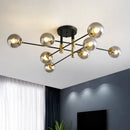 GobekUsa Black & Gold LED Round Ball Chandelier - Elegant Lighting Fixture for Home