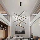 GobekUsa Black LED Stair Chandelier: Modern Ceiling Pendant Light Fixture for Hall and Living Duplex.