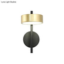 GobekUsa Modern Metallic LED Reading Lamp: Black and Gold Cylinder Sconce Light Fixture with White Illumination