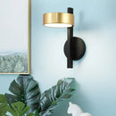 GobekUsa Modern Metallic LED Reading Lamp: Black and Gold Cylinder Sconce Light Fixture with White Illumination