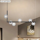 GobekUsa Modern Linear Chandelier - 6/8 Lights Glass Shade Island Light in Black/Gold