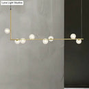 GobekUsa Modern Linear Chandelier - 6/8 Lights Glass Shade Island Light in Black/Gold