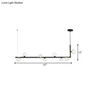 GobekUsa Modern Linear Chandelier - 6/8 Lights Glass Shade Island Light in Black/Gold