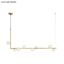 GobekUsa Modern Linear Chandelier - 6/8 Lights Glass Shade Island Light in Black/Gold