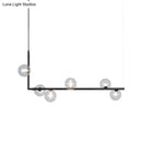 GobekUsa Modern Linear Chandelier - 6/8 Lights Glass Shade Island Light in Black/Gold