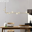 GobekUsa Modern Linear Chandelier - 6/8 Lights Glass Shade Island Light in Black/Gold
