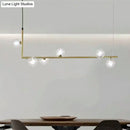 GobekUsa Modern Linear Chandelier - 6/8 Lights Glass Shade Island Light in Black/Gold