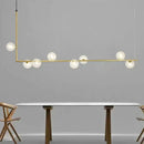 GobekUsa Modern Linear Chandelier - 6/8 Lights Glass Shade Island Light in Black/Gold