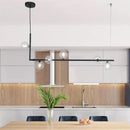 GobekUsa Modern Linear Chandelier - 6/8 Lights Glass Shade Island Light in Black/Gold