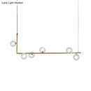 GobekUsa Modern Linear Chandelier - 6/8 Lights Glass Shade Island Light in Black/Gold