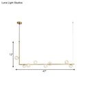 GobekUsa Modern Linear Chandelier - 6/8 Lights Glass Shade Island Light in Black/Gold