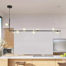 GobekUsa Modern Linear Chandelier - 6/8 Lights Glass Shade Island Light in Black/Gold