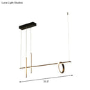 GobekUsa Modern Black Linear Island LED Pendant Light with Dual Lines and Ring