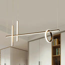GobekUsa Modern Black Linear Island LED Pendant Light with Dual Lines and Ring