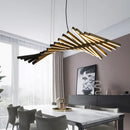 GobekUsa Black Fish-Bone Pendant Light - Nordic LED Metal Island Fixture