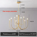 GobekUsa Gold Metal Chandelier: Modern Nordic LED Lighting for Living Room, Kitchen, Dining Room