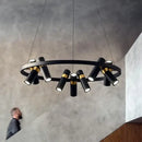 GobekUsa Black Metal Circle LED Pendant Light for Living room, Dining, Kitchen, Bar Decor